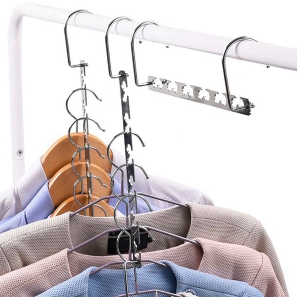 Space saving hanging metallic rod (vertical closet hanging)